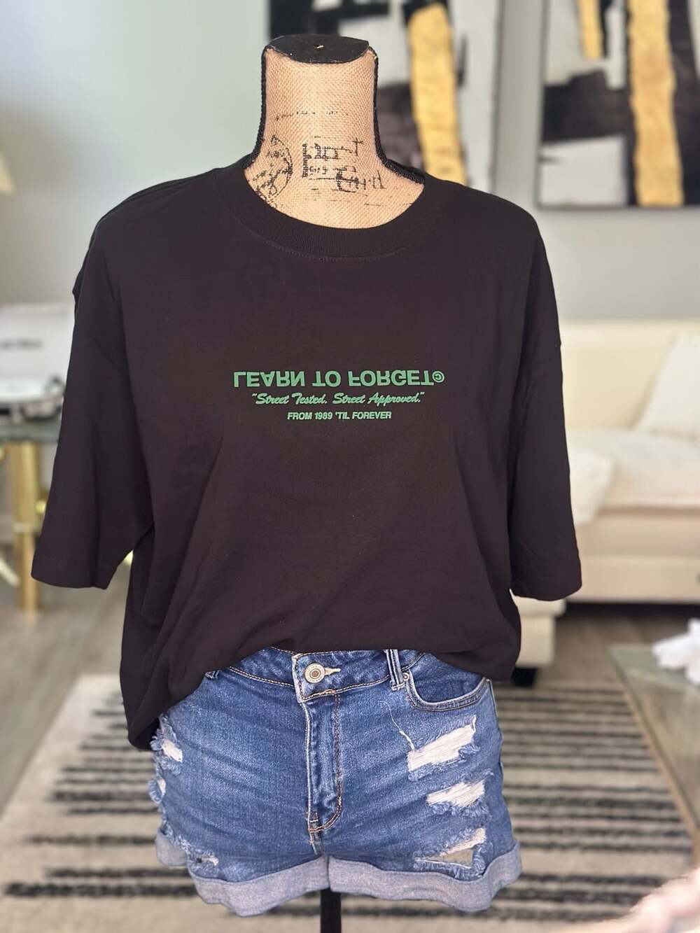 Learn To Forget T-Shirt Size L Black Rose Graphic